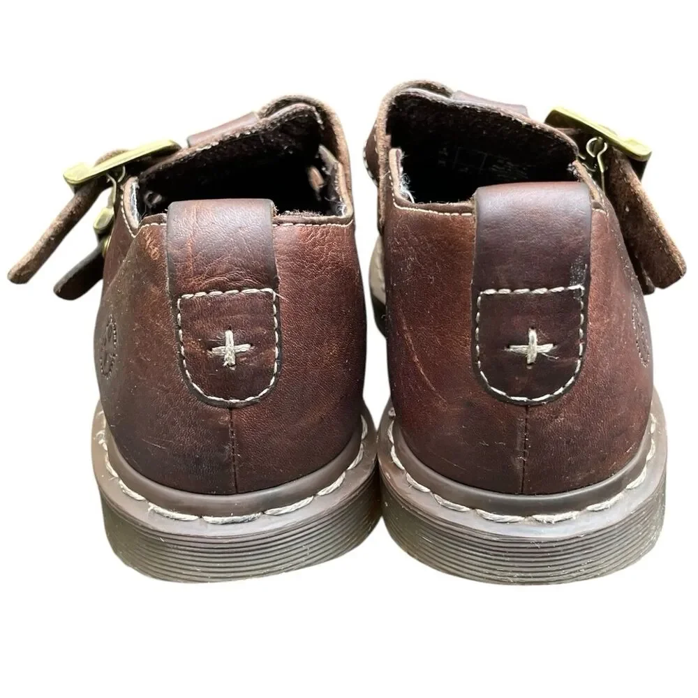 Vintage Brown Dr. Martens CATY 8065 style  Mary Jane Buckle Strap Fisherman US 8